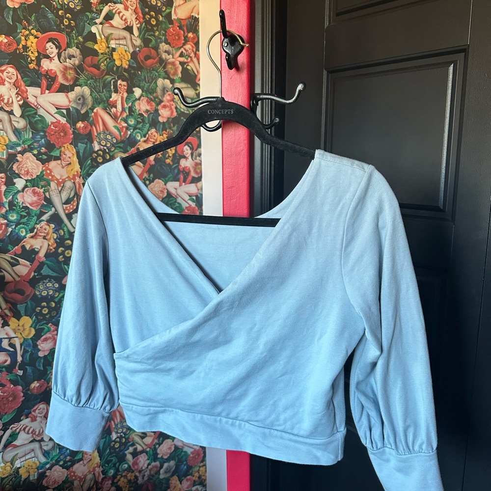 Women's Blue Wrap Top